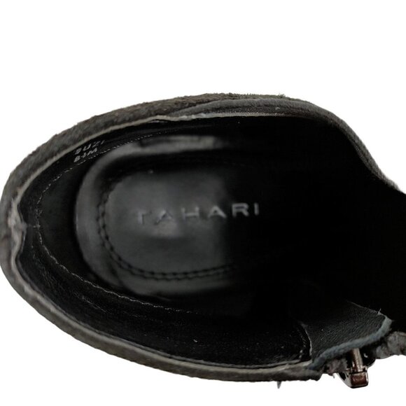 TAHARI Suzi Black Suede Side Zip Ankle Booties 8.5 - Picture 6 of 7